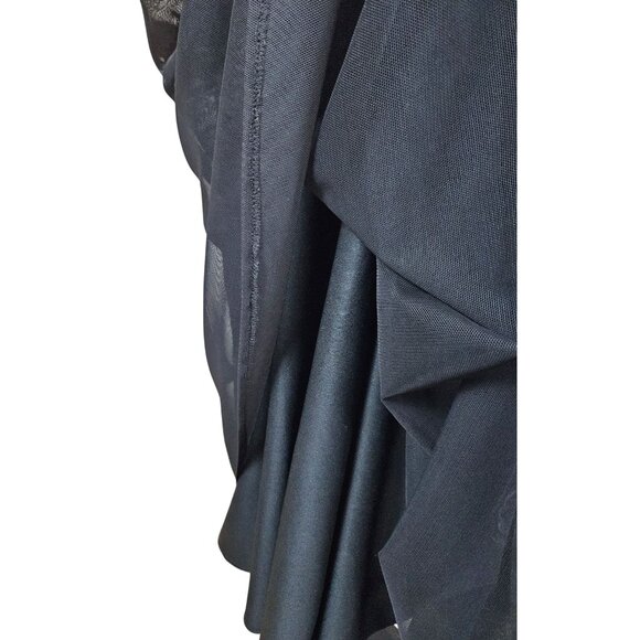 Chadwicks Black Sleeveless Midi Dress Beaded Bodice & Sheer Overlay Size 14 - Picture 10 of 13